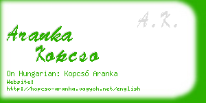 aranka kopcso business card